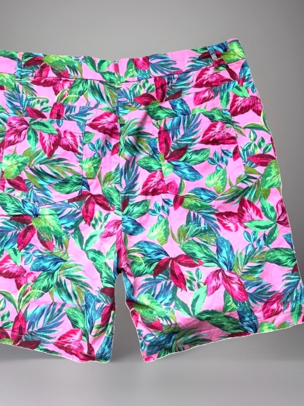 Womens Shorts Size 12 Chino Cotton Stretch Tropical Colorful Preppy Pink Stella